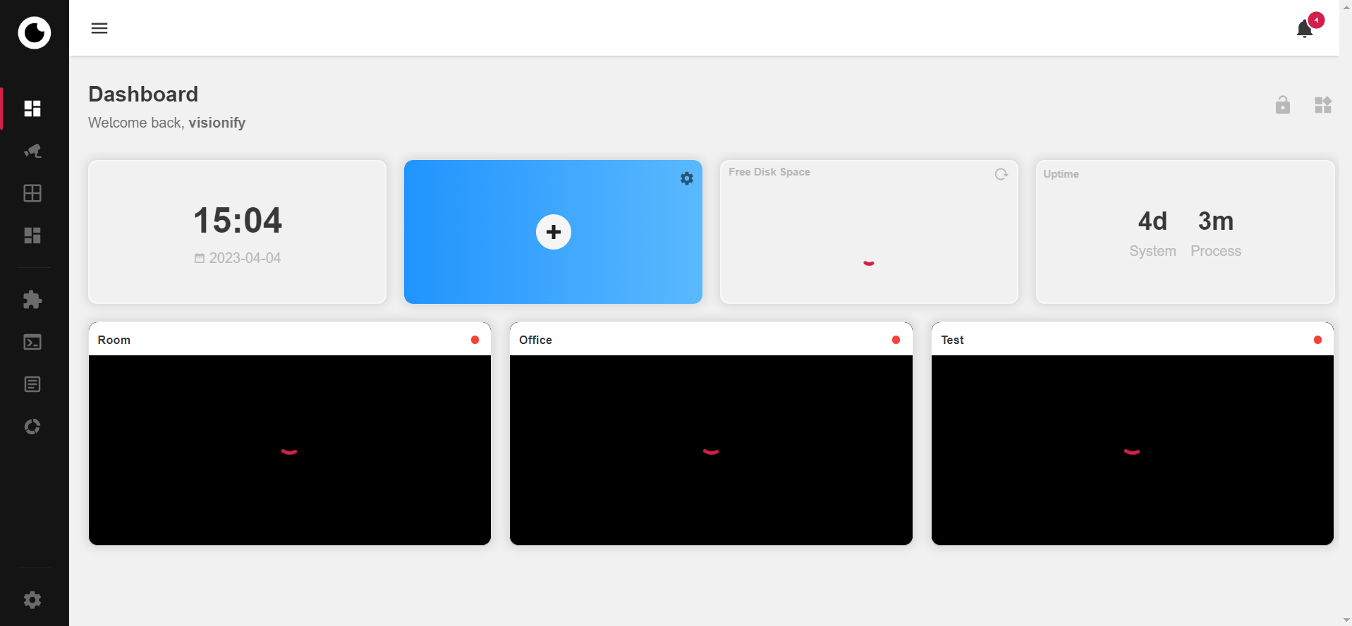 VisionAI webapp dashboard