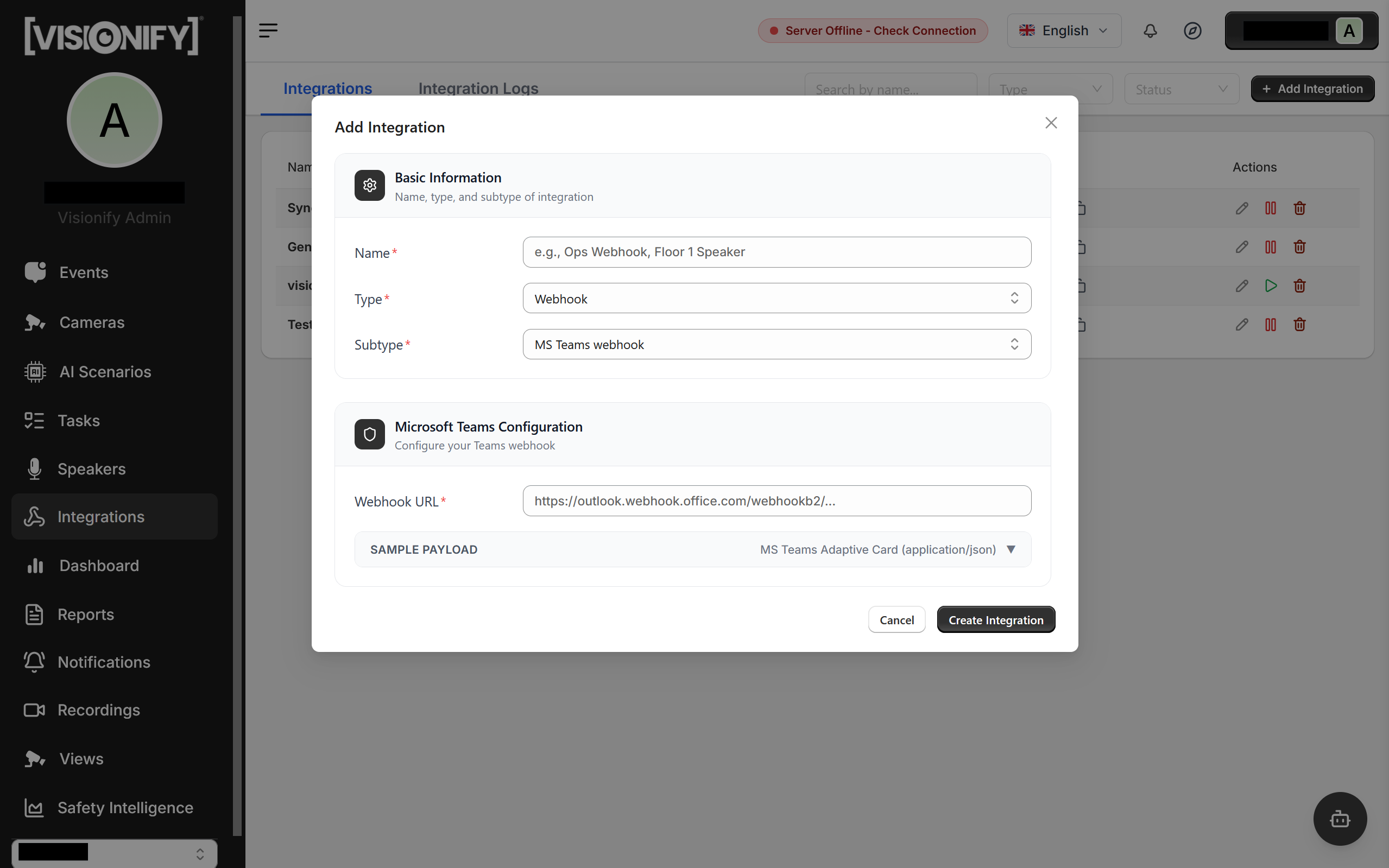 Add Integration form — Basic Information section