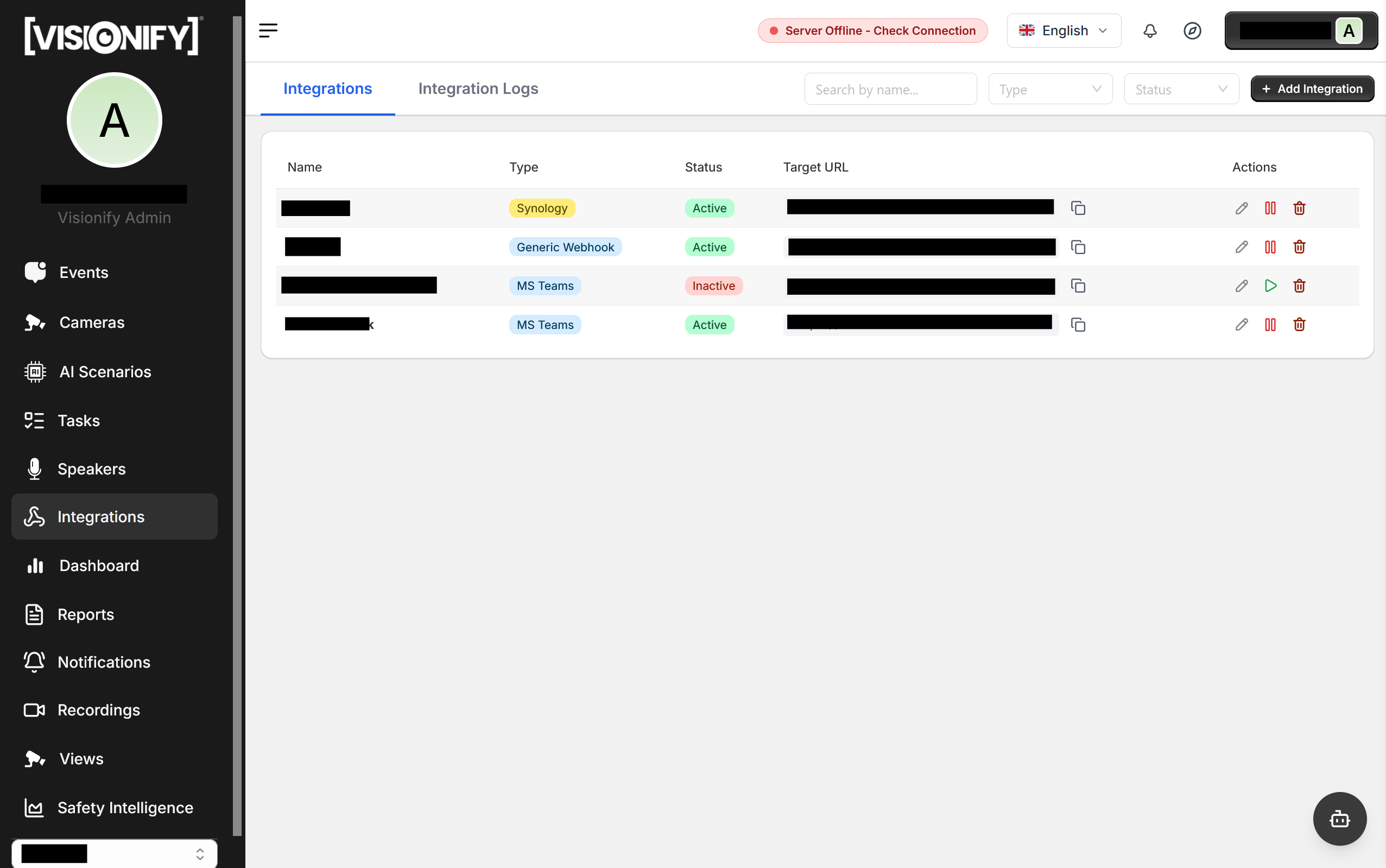 Integrations listing page
