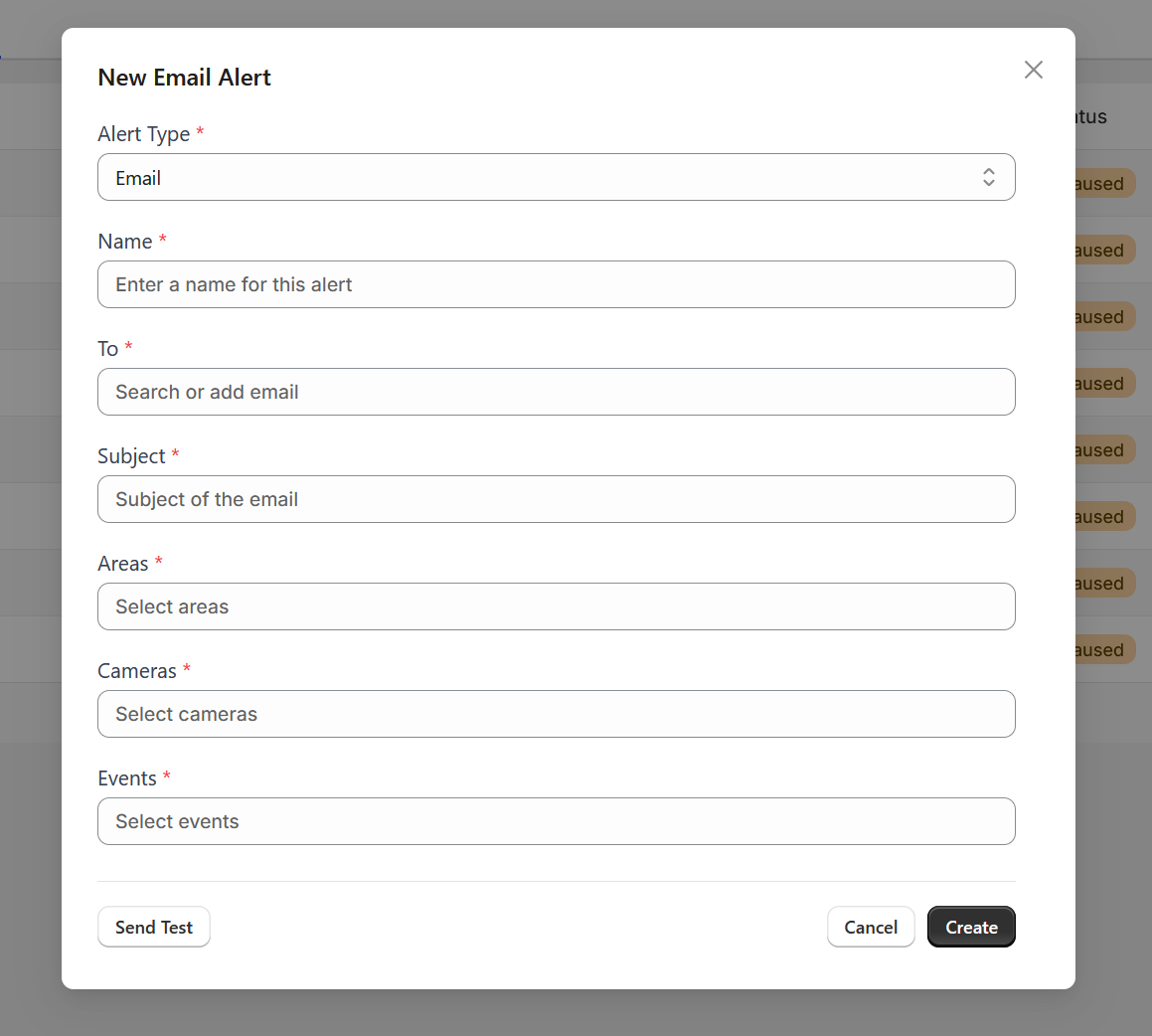 Alert Configuration Modal — screenshot pending
