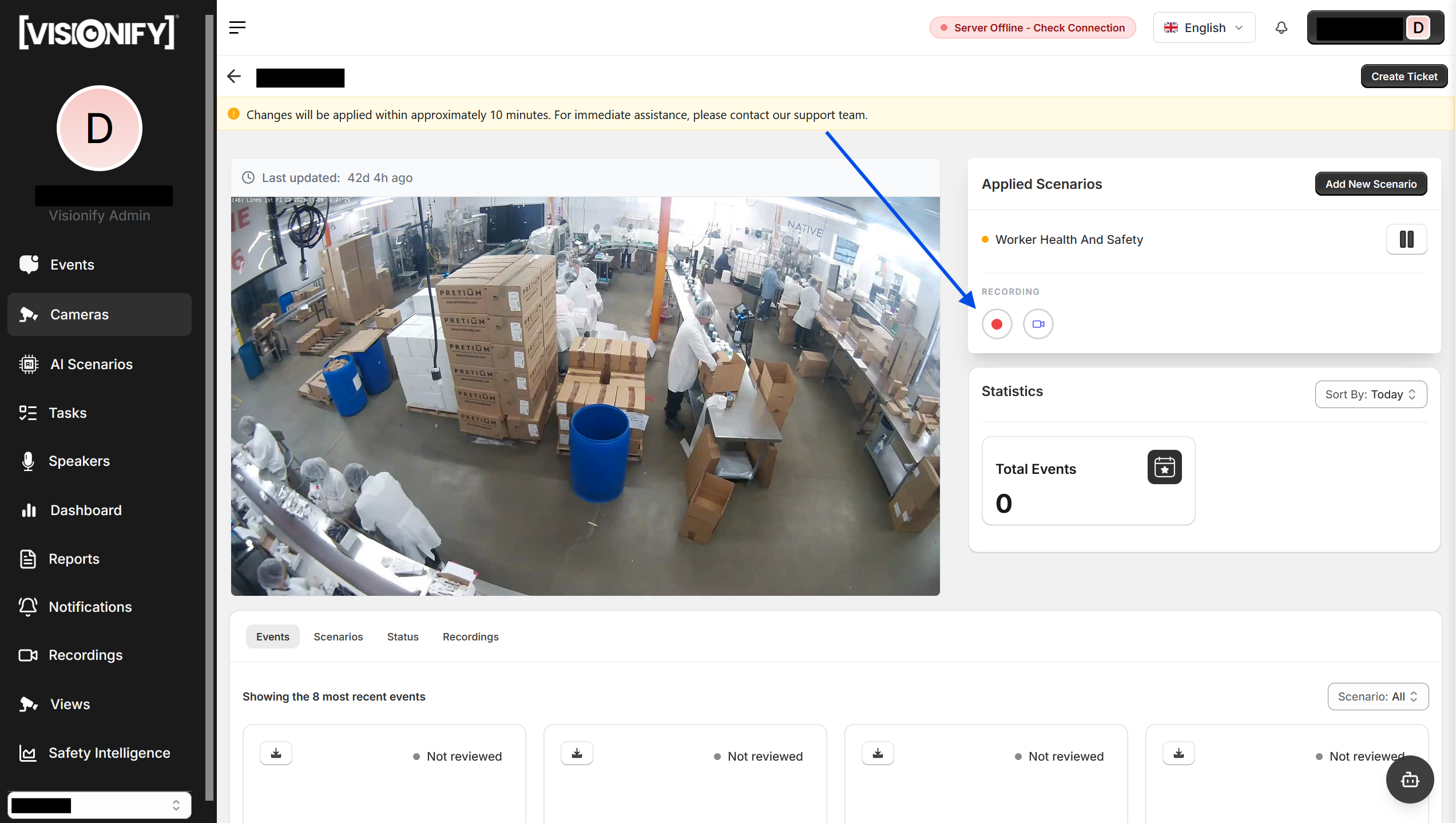 Start Recording from Camera Details — screenshot pending