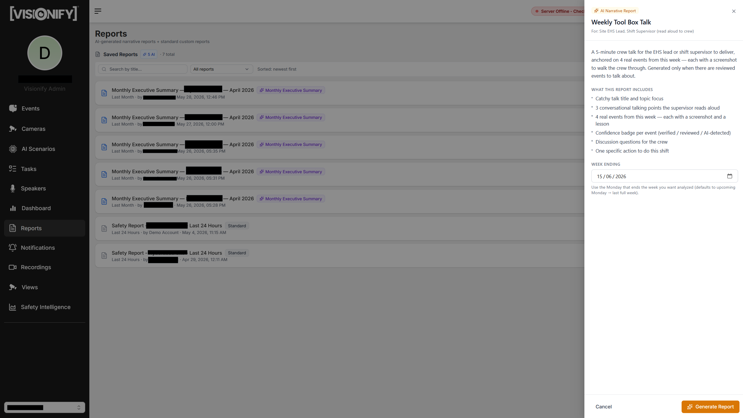 AI report type selection
