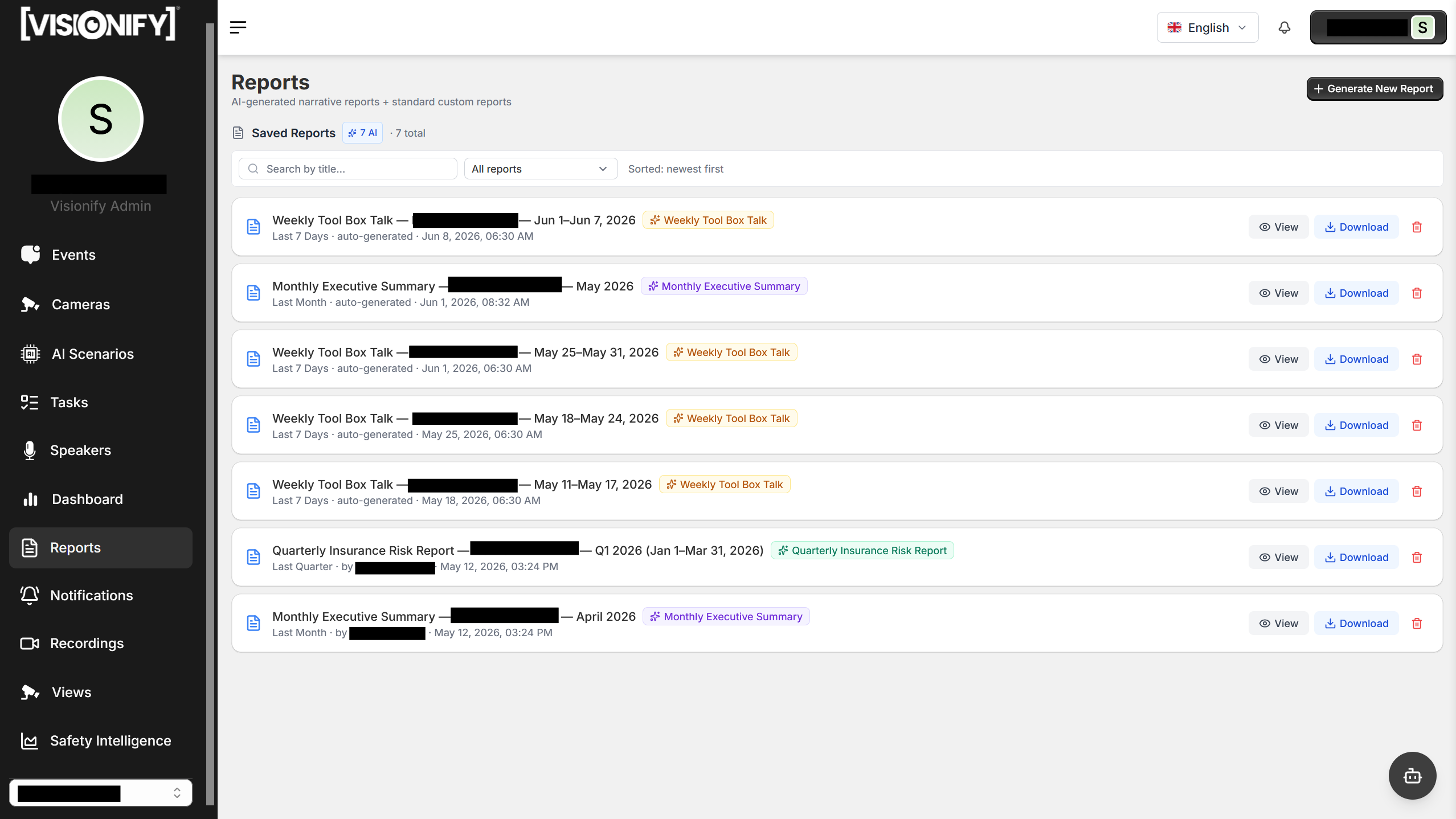 Reports Page — screenshot pending