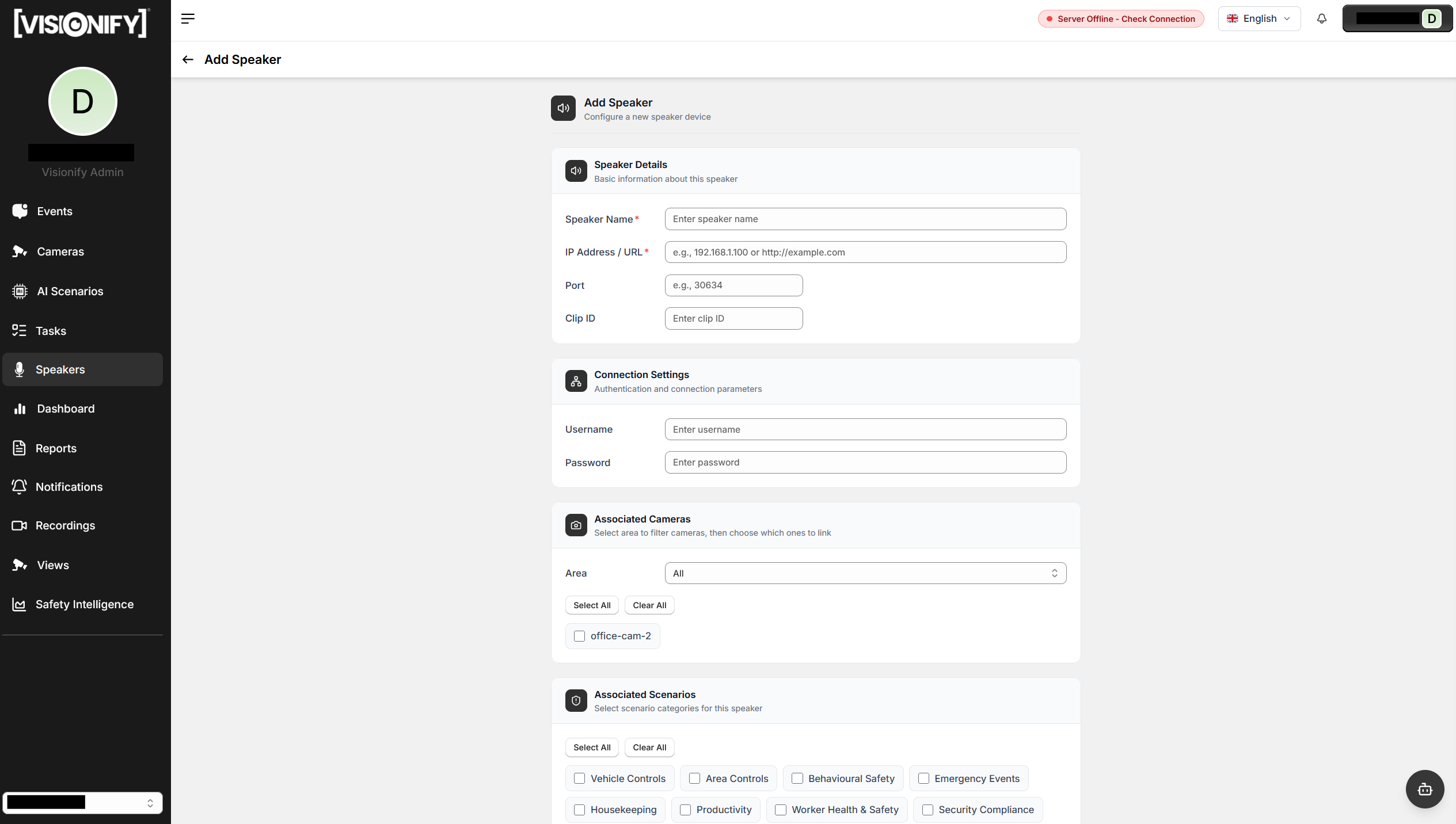 Add Speaker Form — screenshot pending